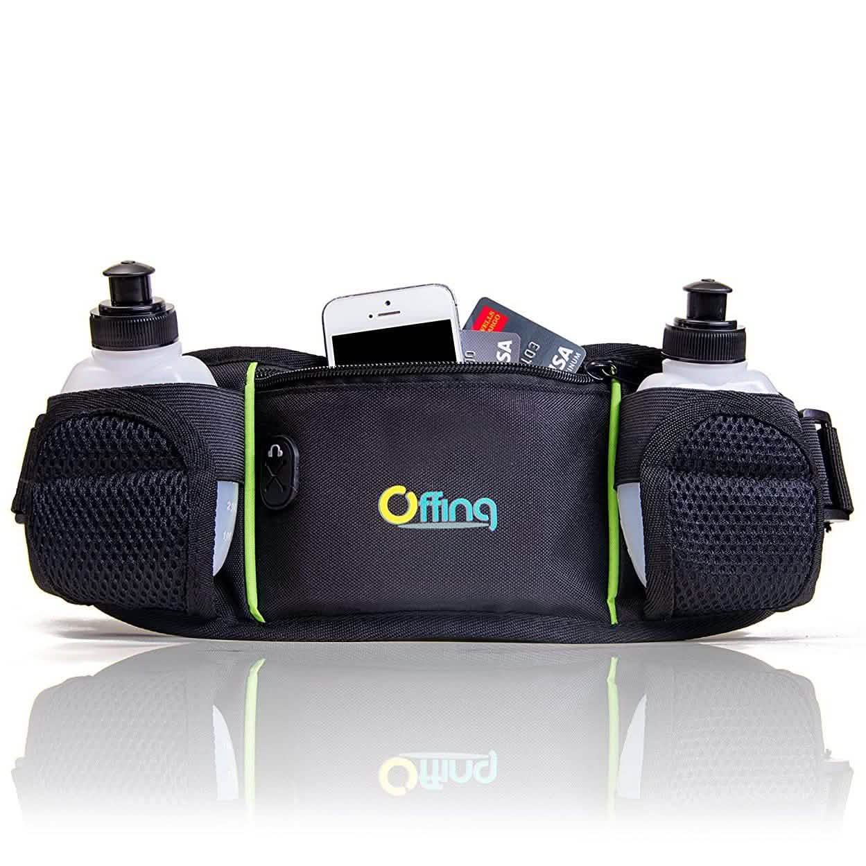 Men or Women's Hydration Running Belt Pouch With Water Bottles And Zippered Compartment DailySale
