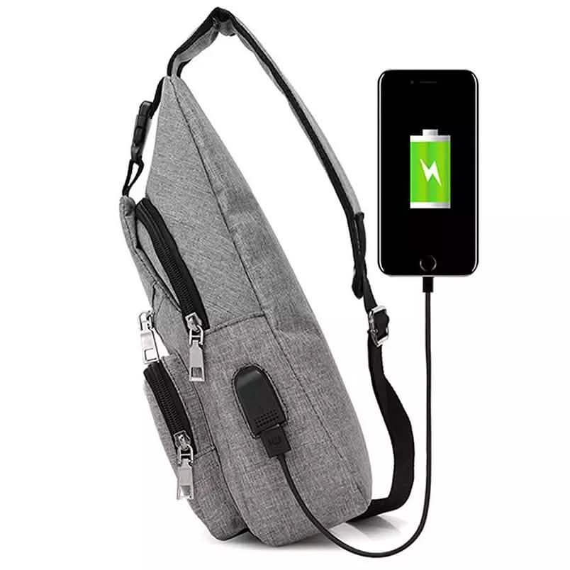 Men Women Crossbody Shoulder Bag with USB Port DailySale