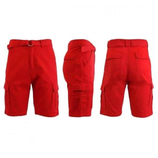 Men's 100% Cotton Belted Cargo Shorts - Assorted Colors and Sizes DailySale