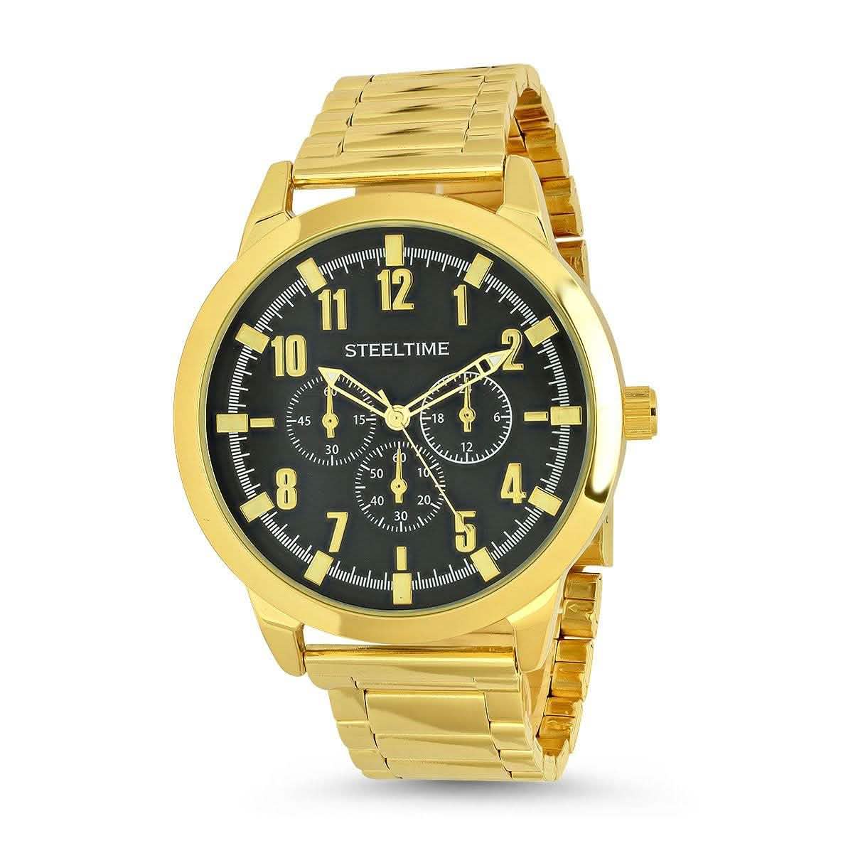 Men's 18K Gold Plated Alloy Strap and Stainless Steel Watch and 18K Gold Plated Stainless Steel Bracelet DailySale