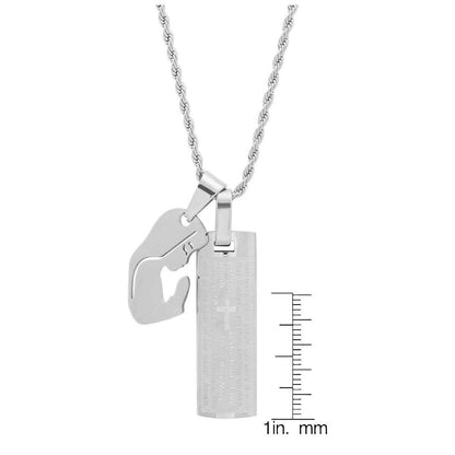 Men's 18K Gold Plated Stainless Steel Dog Tag Our Father English Prayer and Hail Mary Pendant DailySale