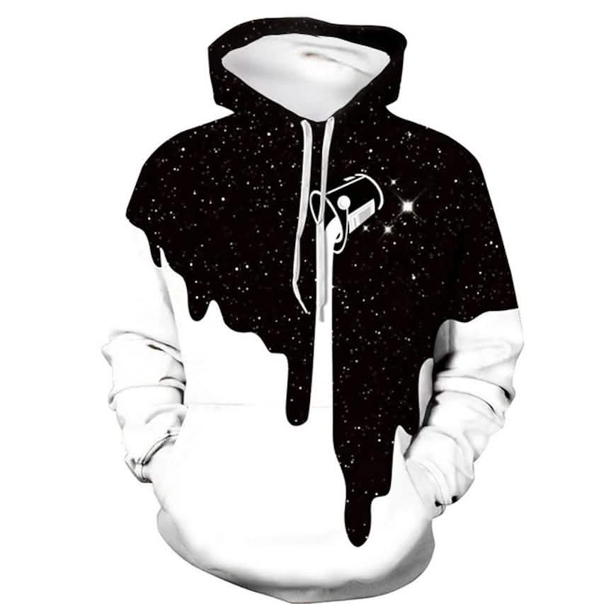 Men's 3D Print Block Starry Sky Milk Hoodie DailySale