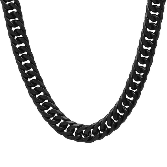 Men's Black IP Stainless Steel Curb Cuban Link Chain Necklace DailySale