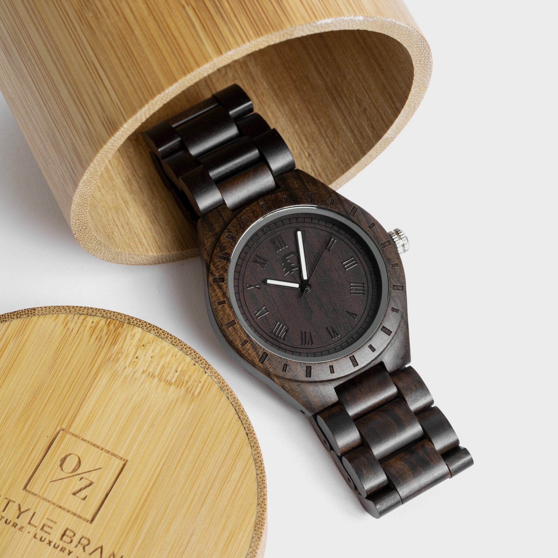 Mens Black Walnut Wood Watch Minimalist Vintage Design BandsCo Straps