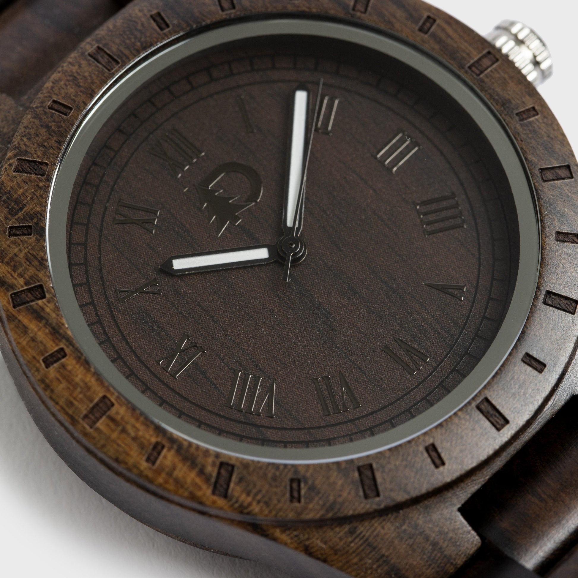 Mens Black Walnut Wood Watch Minimalist Vintage Design BandsCo Straps