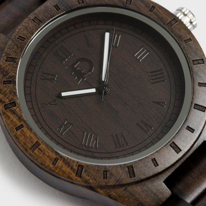 Mens Black Walnut Wood Watch Minimalist Vintage Design BandsCo Straps