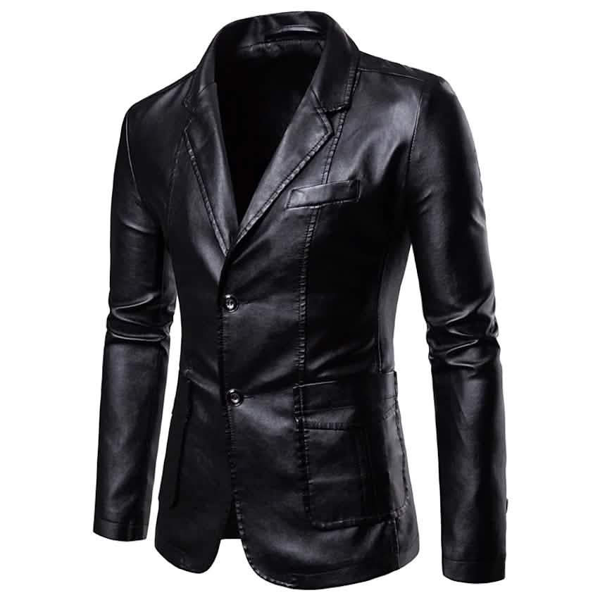 Men's Blazer Faux Leather Jacket DailySale