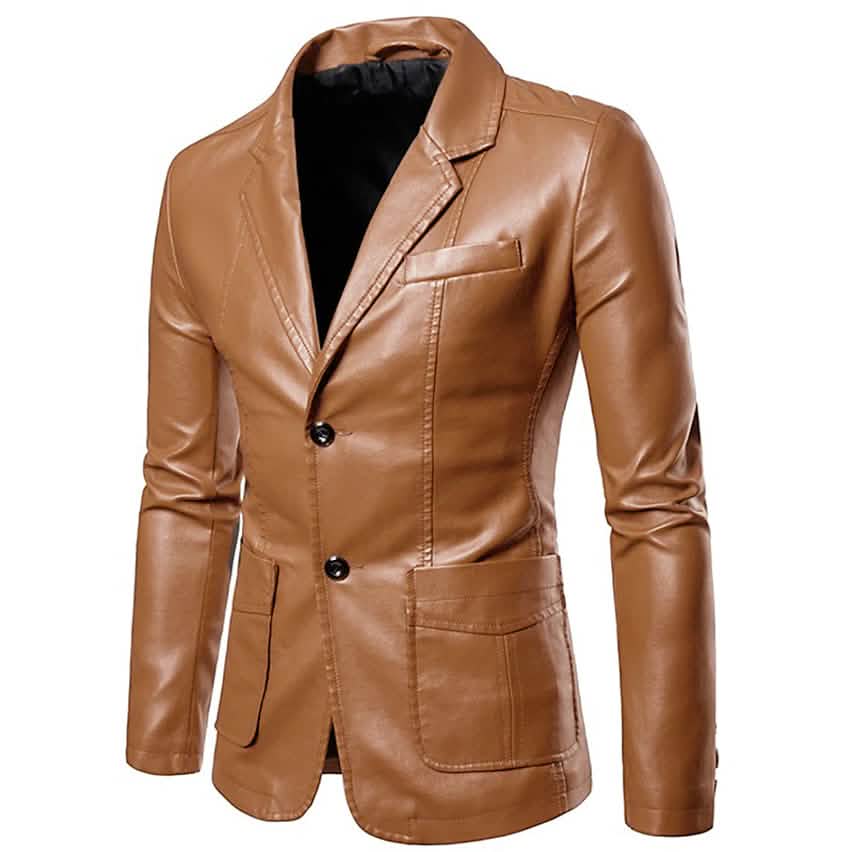 Men's Blazer Faux Leather Jacket DailySale