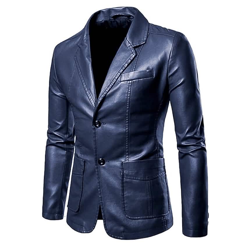 Men's Blazer Faux Leather Jacket DailySale