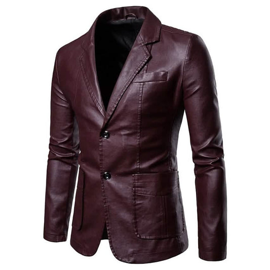 Men's Blazer Faux Leather Jacket DailySale
