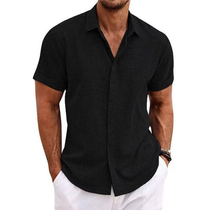 Men's Button Down Shirt Short Sleeve Plain Lapel DailySale