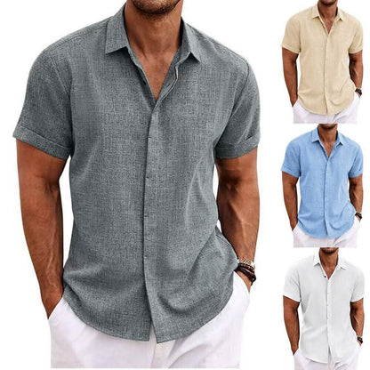 Men's Button Down Shirt Short Sleeve Plain Lapel DailySale