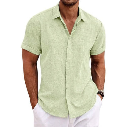 Men's Button Down Shirt Short Sleeve Plain Lapel DailySale