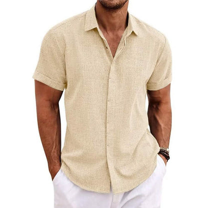 Men's Button Down Shirt Short Sleeve Plain Lapel DailySale