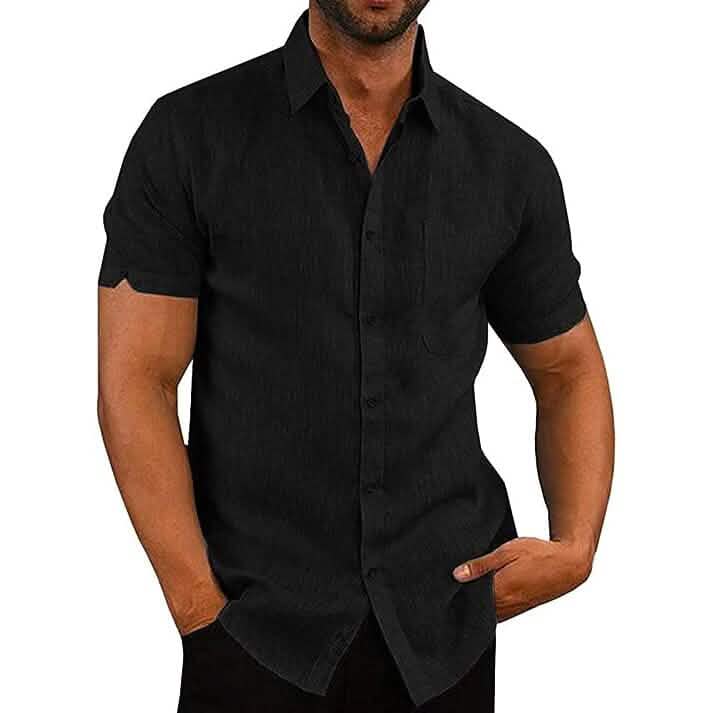 Mens Button Down Short Sleeve Linen Shirts DailySale