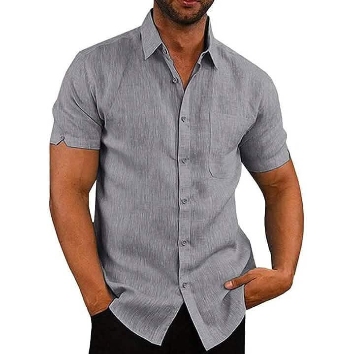 Mens Button Down Short Sleeve Linen Shirts DailySale