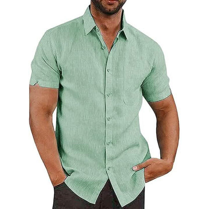 Mens Button Down Short Sleeve Linen Shirts DailySale