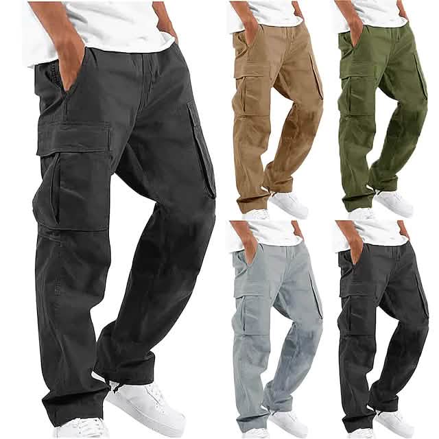 Men's Cargo Pants Trousers Drawstring Elastic Waist Multi Pocket DailySale