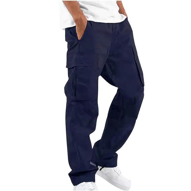 Men's Cargo Pants Trousers Drawstring Elastic Waist Multi Pocket DailySale
