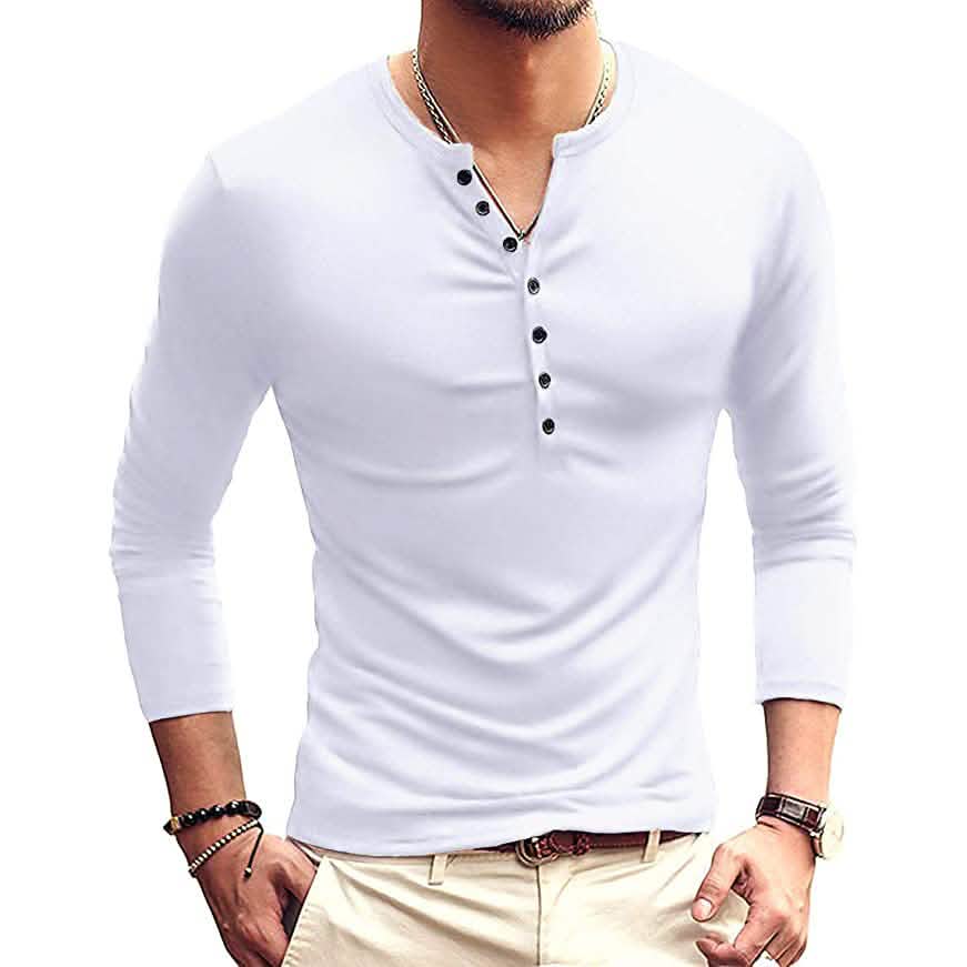 Men's Casual Slim Fit Basic Henley Long Sleeve DailySale