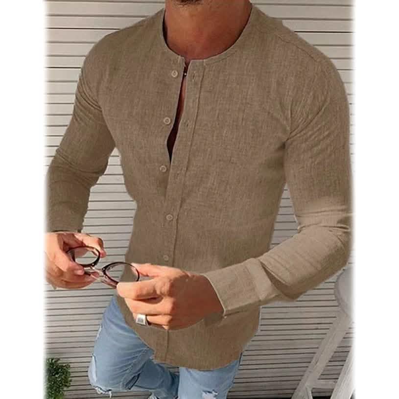 Men's Casual Solid Long Sleeve Shirt DailySale