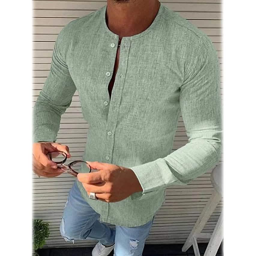 Men's Casual Solid Long Sleeve Shirt DailySale