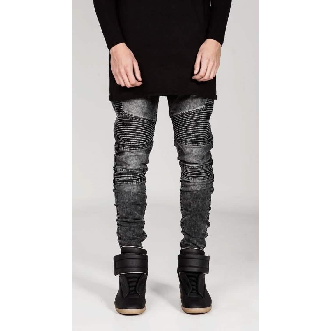 Men's Comfy Stretch Ripped Distressed Biker Jeans Pants Rock Revival DailySale