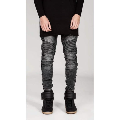 Men's Comfy Stretch Ripped Distressed Biker Jeans Pants Rock Revival DailySale