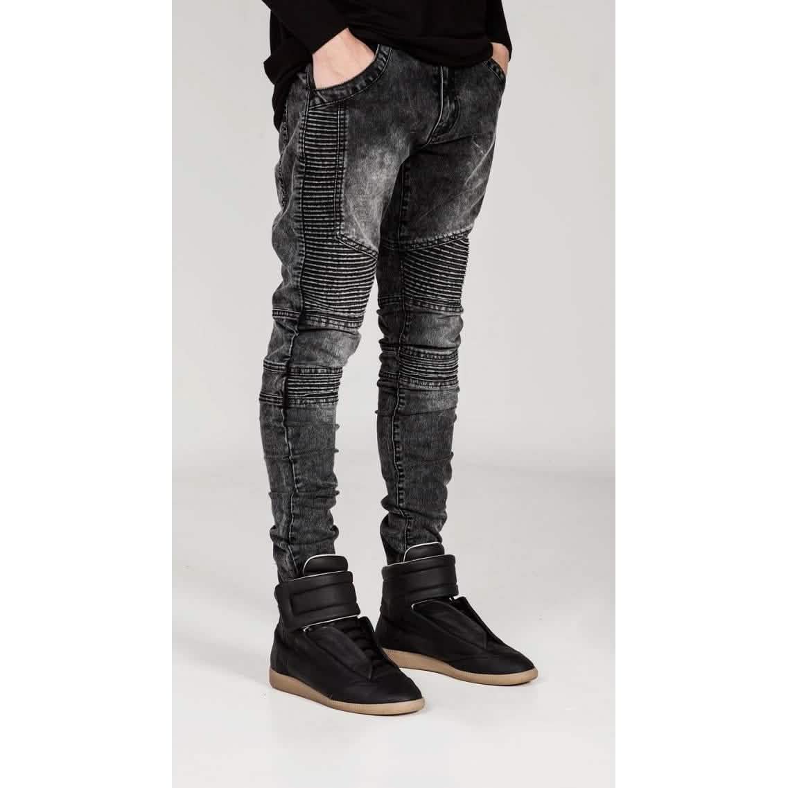 Men's Comfy Stretch Ripped Distressed Biker Jeans Pants Rock Revival DailySale