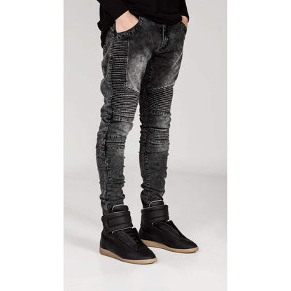 Men's Comfy Stretch Ripped Distressed Biker Jeans Pants Rock Revival DailySale