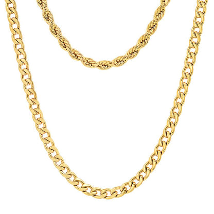 Men's Cuban and Rope Chain Double Row Necklace DailySale