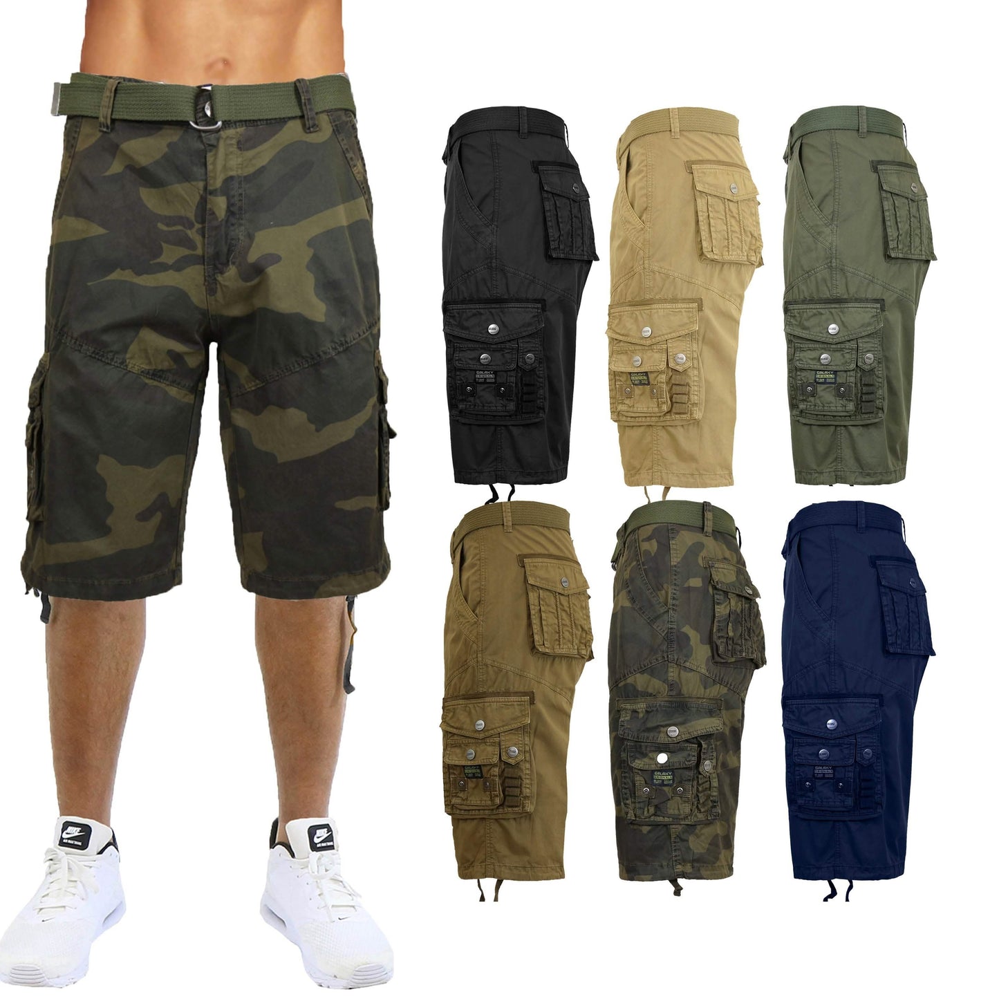 Men's Distressed Vintage Belted Cargo Utility Shorts DailySale