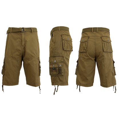 Men's Distressed Vintage Belted Cargo Utility Shorts DailySale
