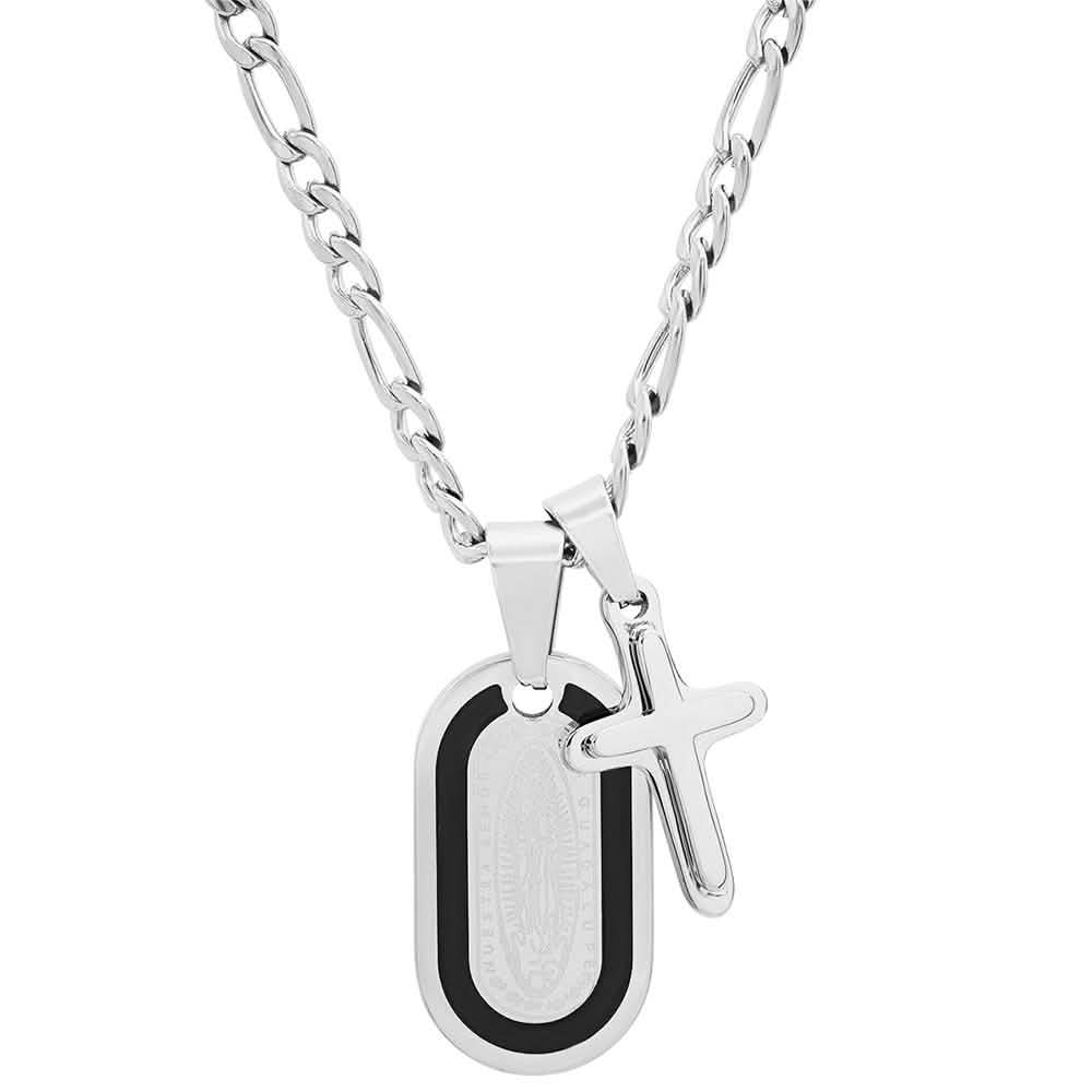 Men's Dog Tag Lady of Guadalupe And Cross Pendant DailySale