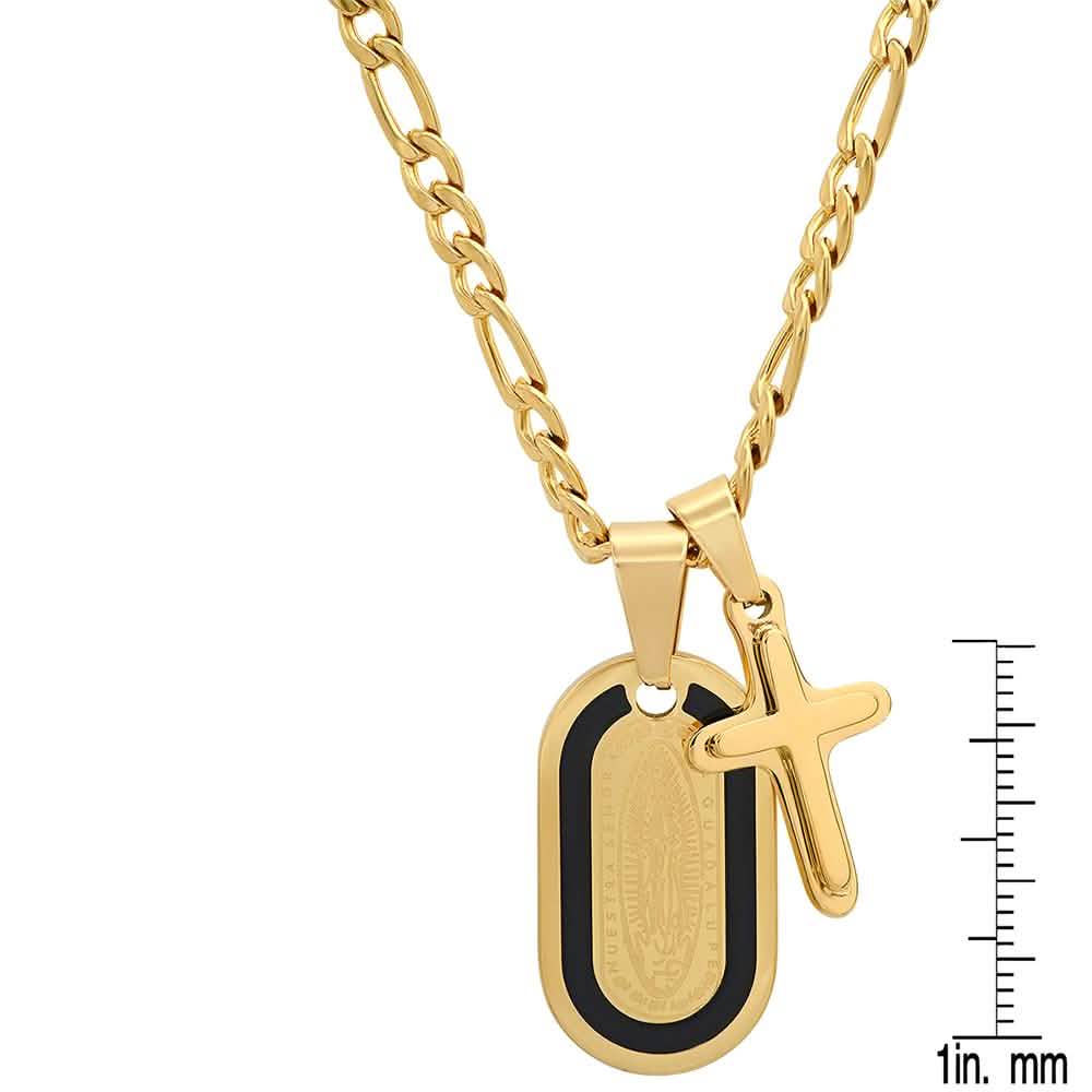 Men's Dog Tag Lady of Guadalupe And Cross Pendant DailySale
