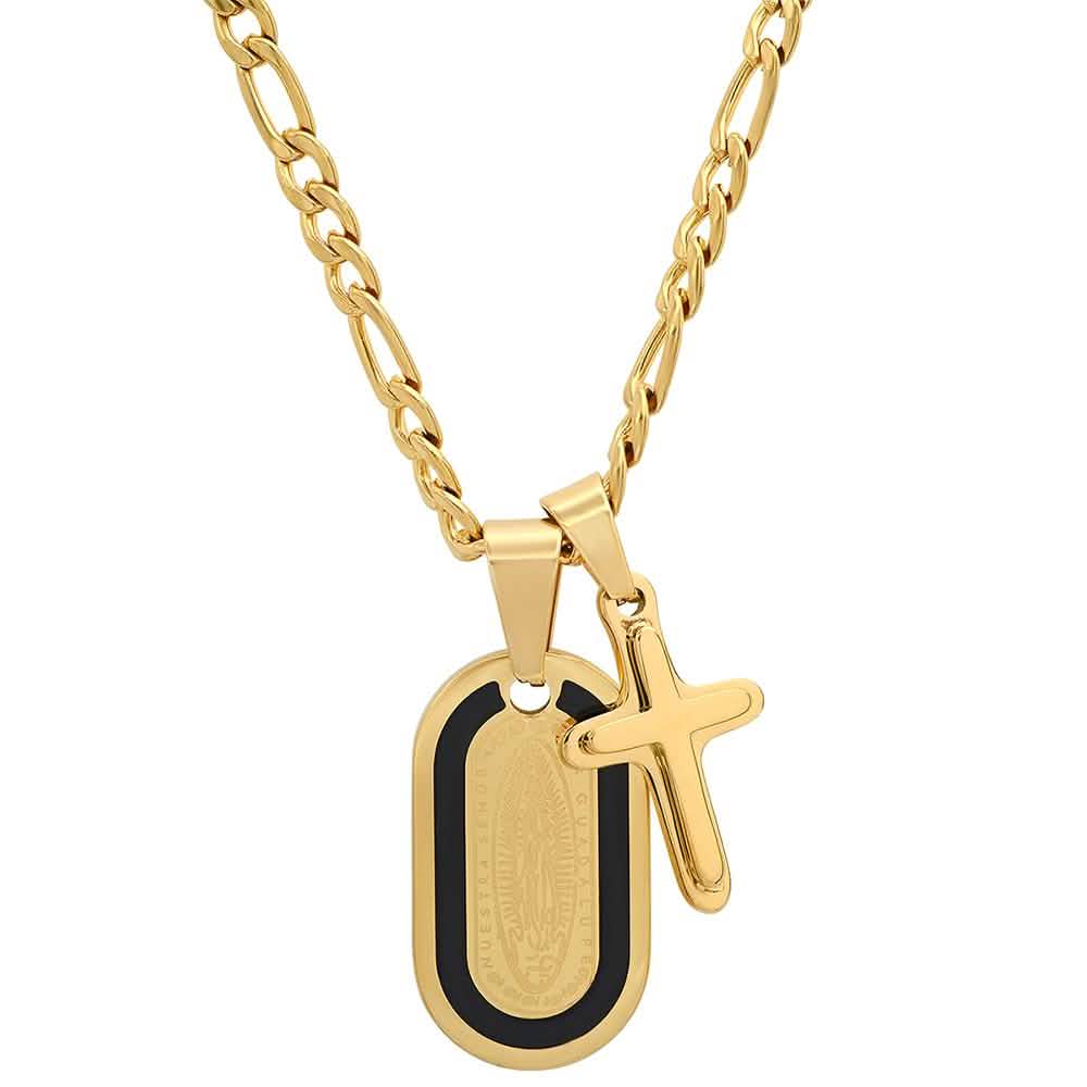 Men's Dog Tag Lady of Guadalupe And Cross Pendant DailySale