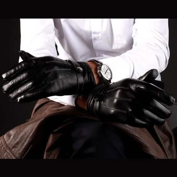 Men's Faux Leather Touchscreen Gloves - Black DailySale