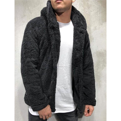 Men's Fuzzy Sherpa Hooded Solid Coat DailySale