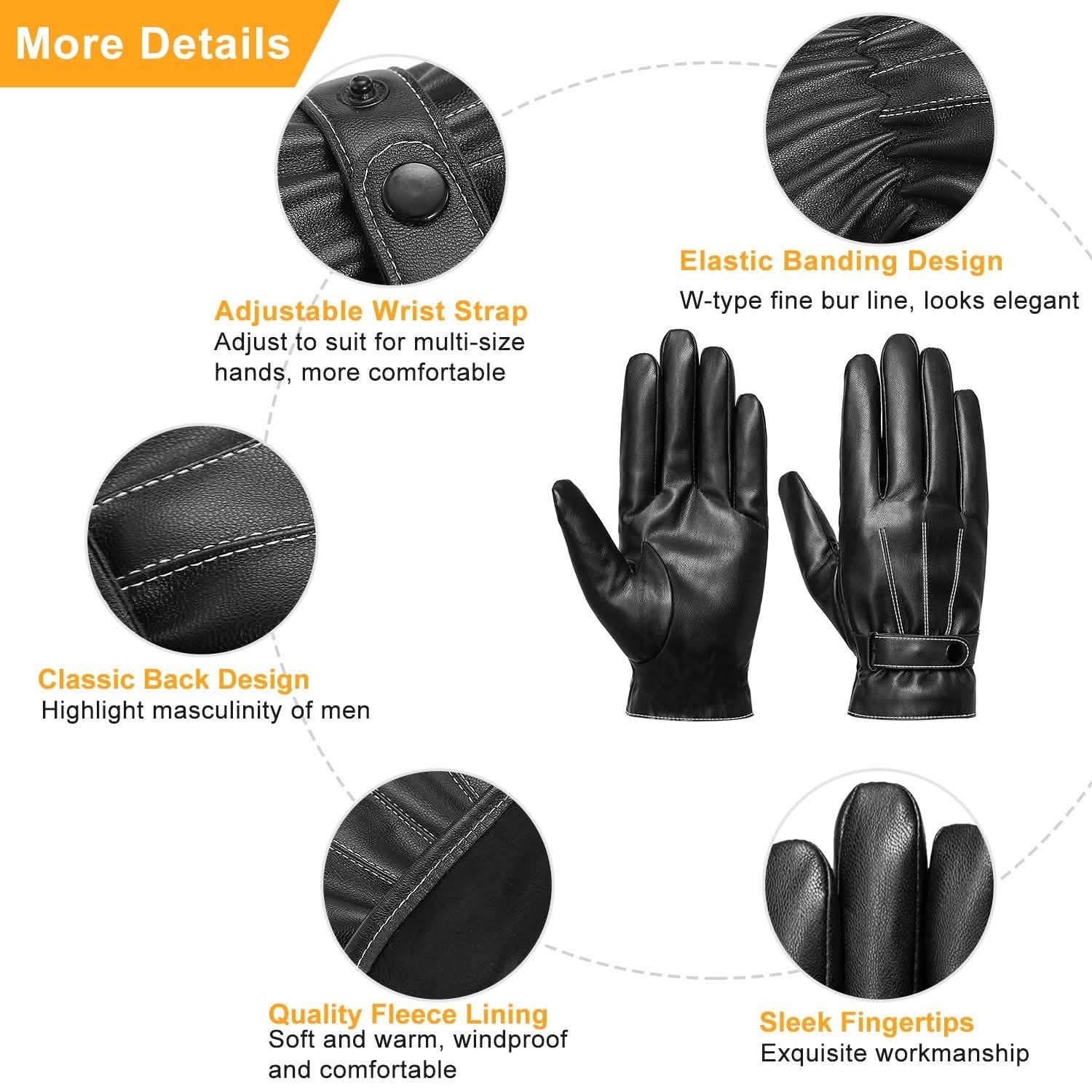 Men's Leather Winter Gloves Touchscreen DailySale