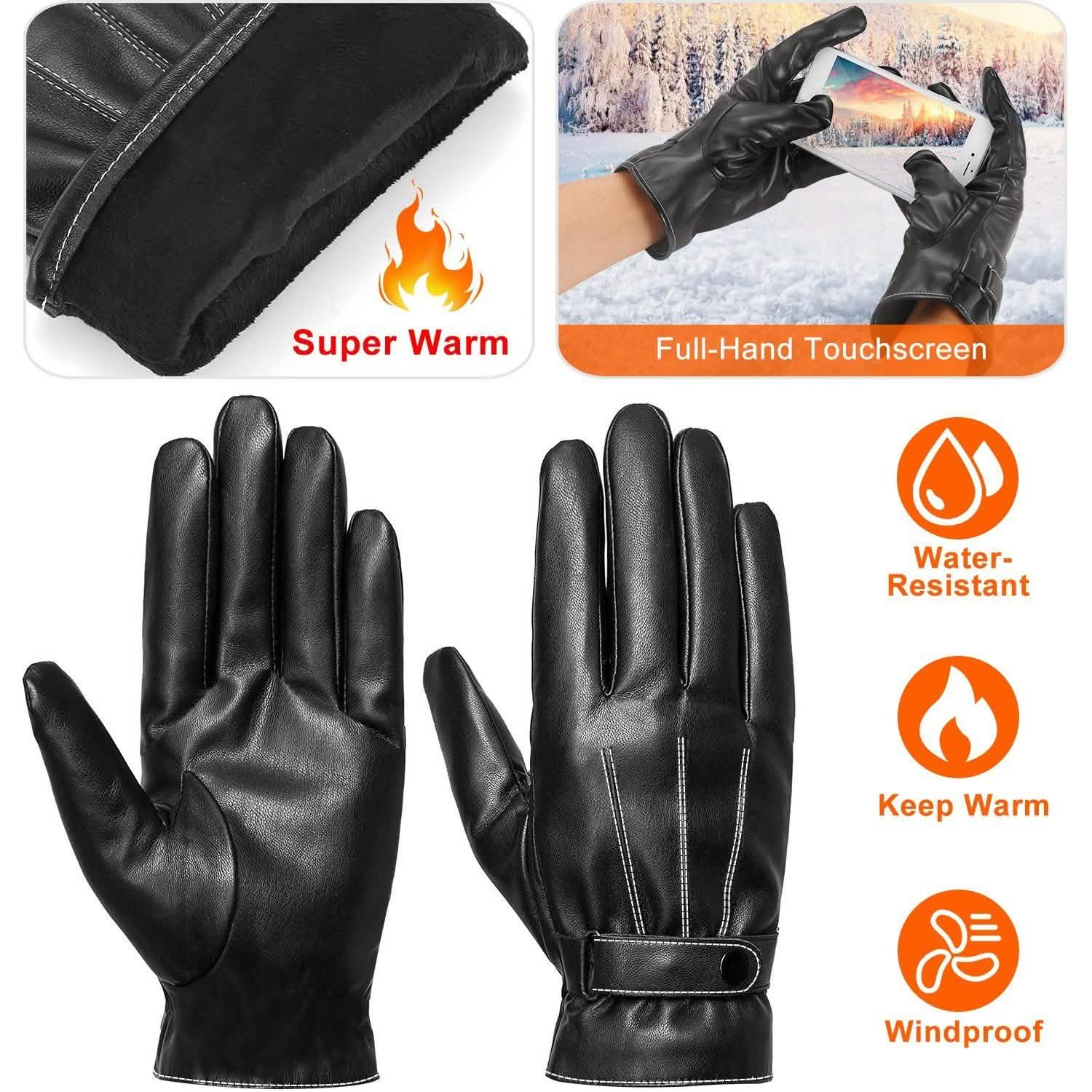 Men's Leather Winter Gloves Touchscreen DailySale