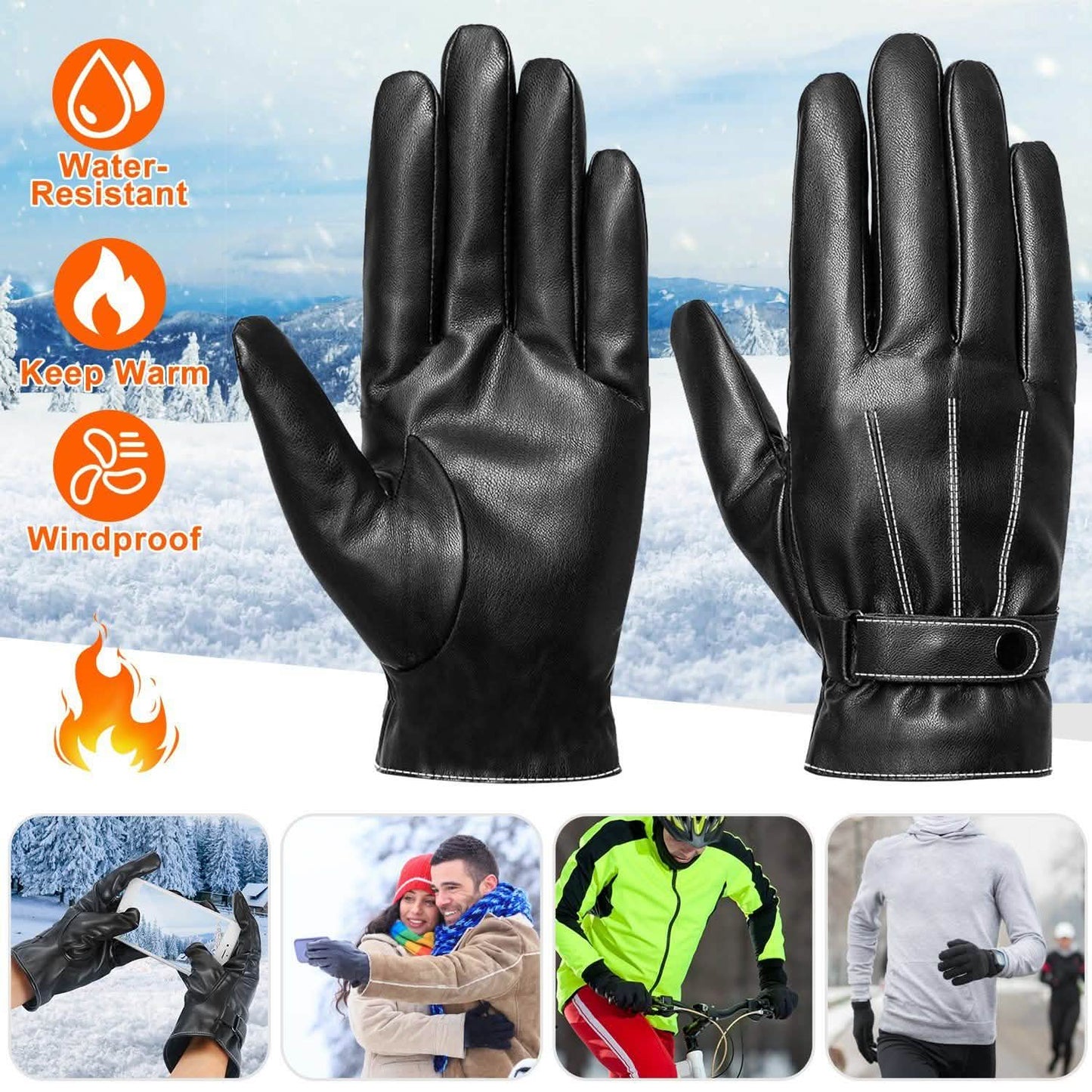 Men's Leather Winter Gloves Touchscreen DailySale