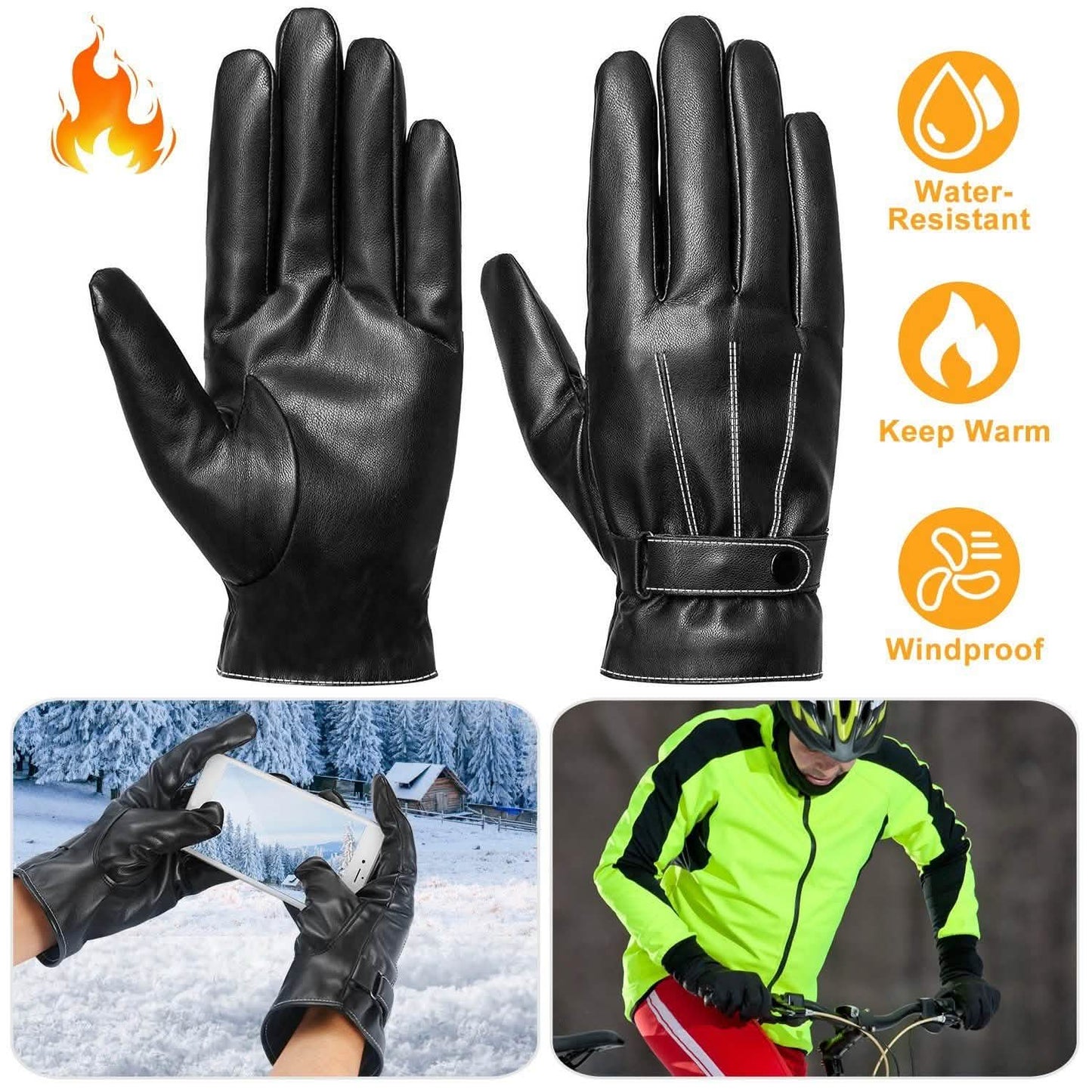 Men's Leather Winter Gloves Touchscreen DailySale
