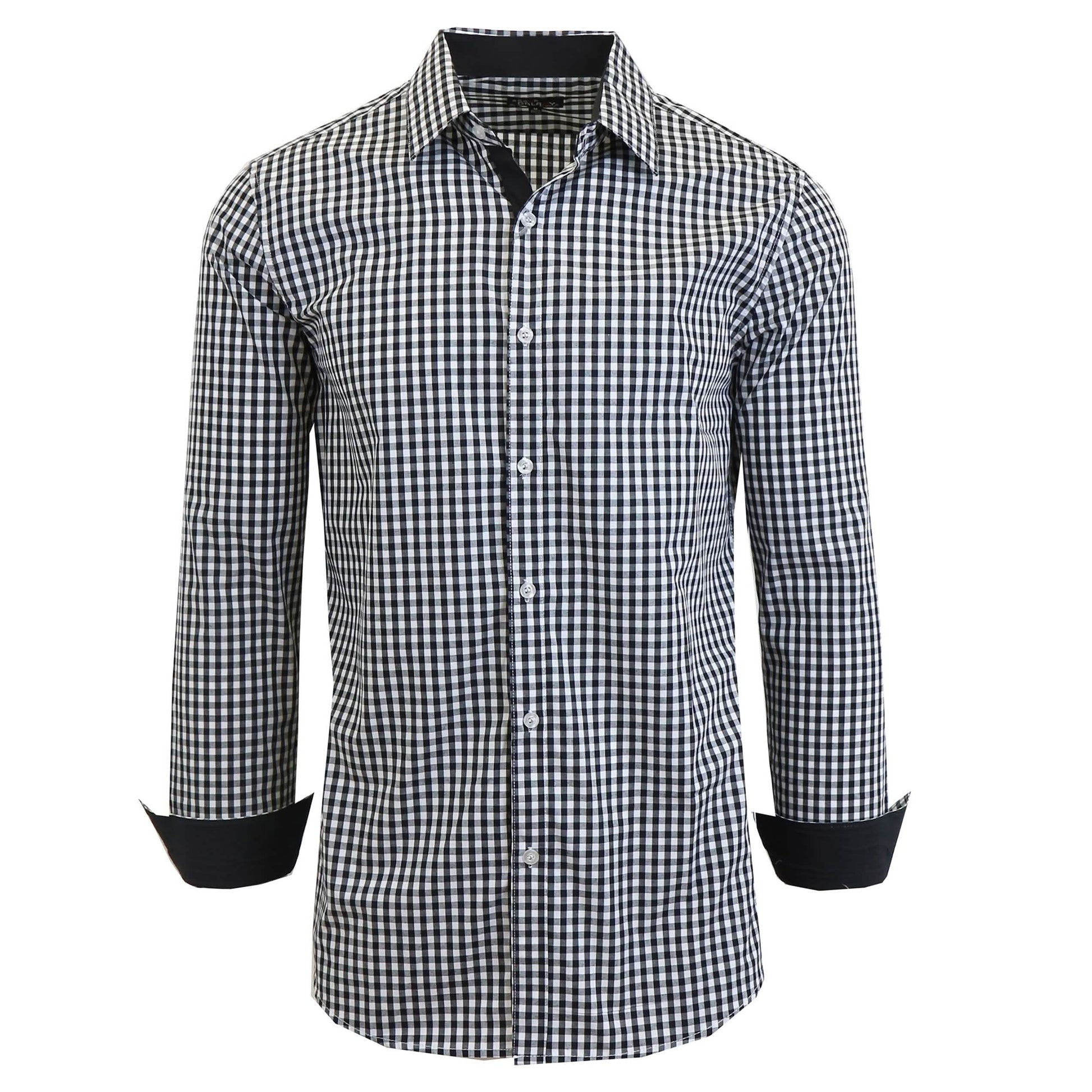 Men's Long Sleeve Slim Fitting Gingham Pattern Dress Shirts DailySale