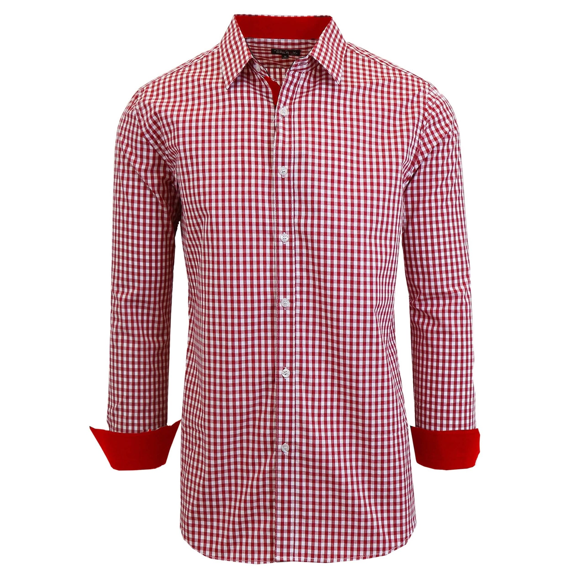 Men's Long Sleeve Slim Fitting Gingham Pattern Dress Shirts DailySale