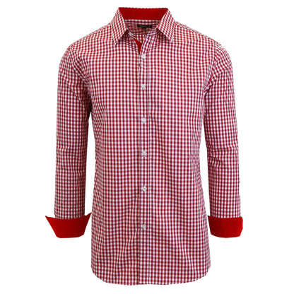 Men's Long Sleeve Slim Fitting Gingham Pattern Dress Shirts DailySale