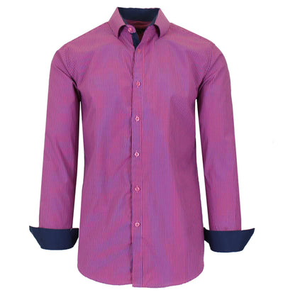 Men's Long Sleeve Slim Fitting Gingham Pattern Dress Shirts DailySale