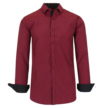 Men's Long Sleeve Slim Fitting Gingham Pattern Dress Shirts DailySale