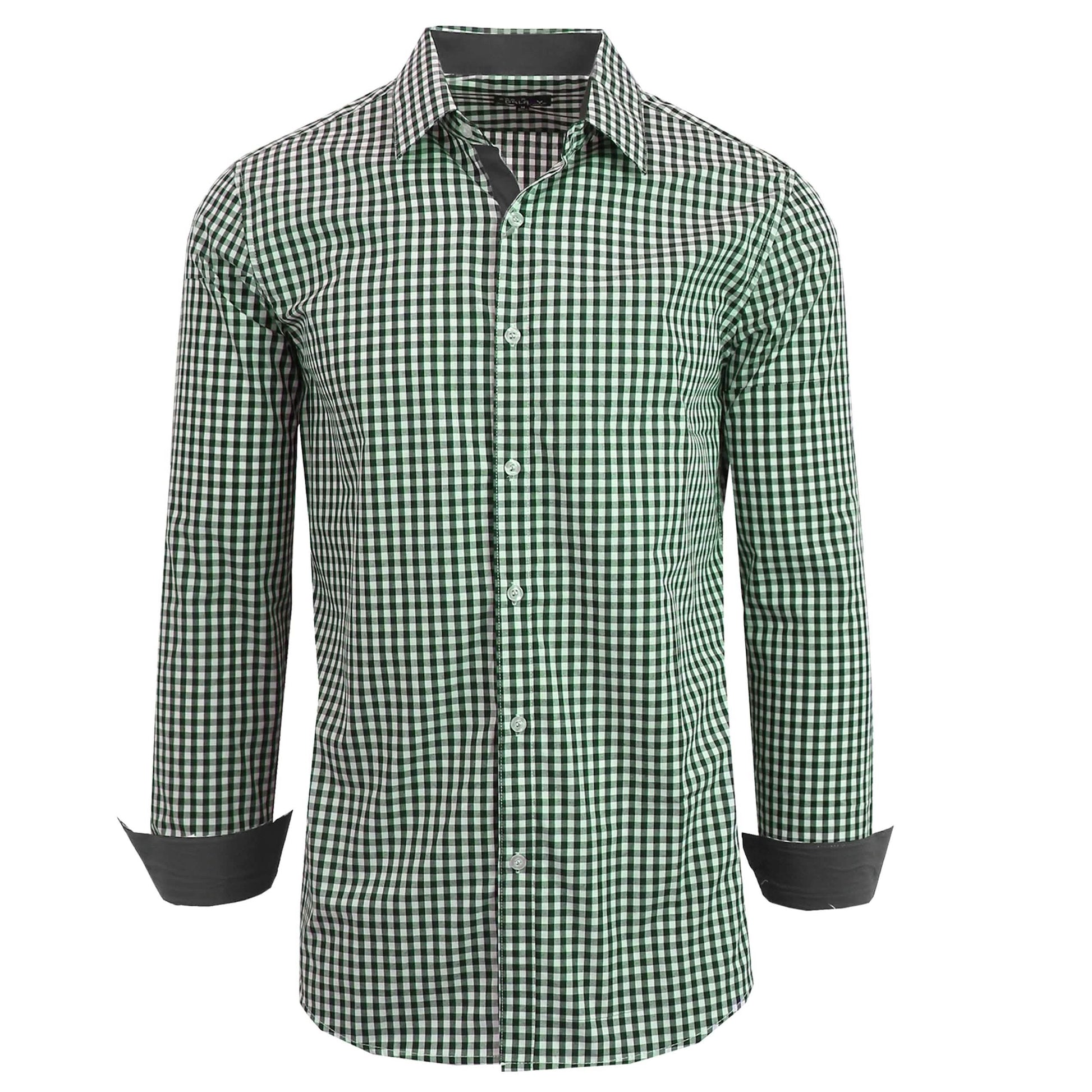 Men's Long Sleeve Slim Fitting Gingham Pattern Dress Shirts DailySale