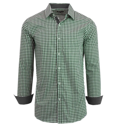 Men's Long Sleeve Slim Fitting Gingham Pattern Dress Shirts DailySale