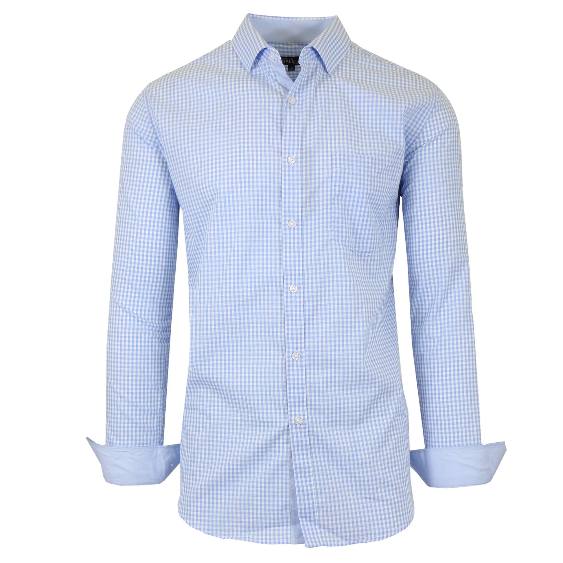 Men's Long Sleeve Slim Fitting Gingham Pattern Dress Shirts DailySale